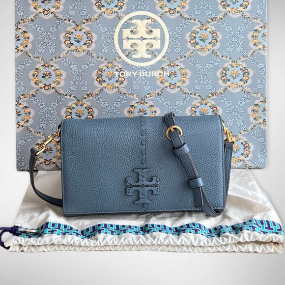 Tory Burch Handbags - Tory Burch McGraw Brunerra Blue Wallet Crossbody Bag $300